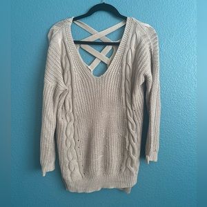 Lavender sweater with cutout back